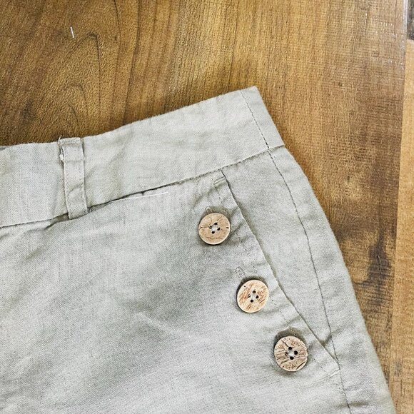 Cynthia Rowley Linen Shorts Size 4 | Tan Button-Front High Waist Summer Short - Picture 2 of 9